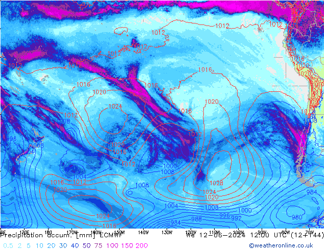 Precipitation accum. ECMWF  12.06.2024 12 UTC