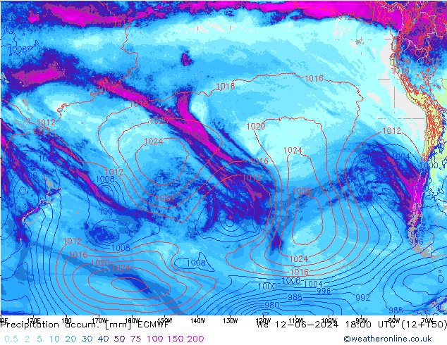 Precipitación acum. ECMWF mié 12.06.2024 18 UTC