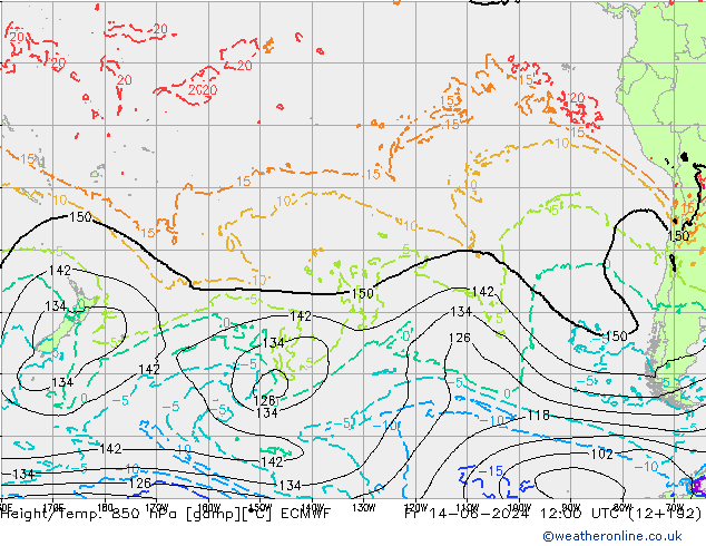 Z500/Rain (+SLP)/Z850 ECMWF Fr 14.06.2024 12 UTC