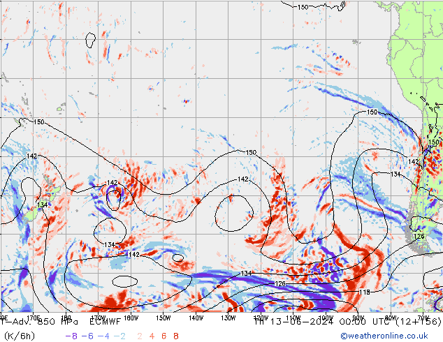 T-Adv. 850 гПа ECMWF чт 13.06.2024 00 UTC