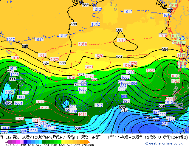 Thck 500-1000hPa ECMWF Fr 14.06.2024 12 UTC