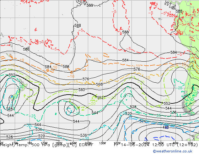 Z500/Rain (+SLP)/Z850 ECMWF Fr 14.06.2024 12 UTC