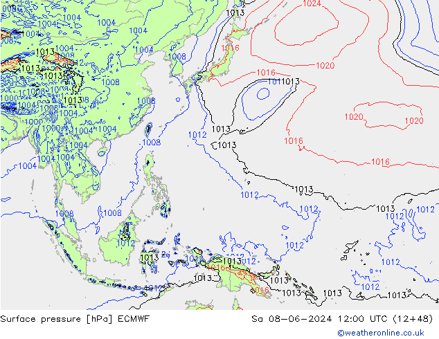 приземное давление ECMWF сб 08.06.2024 12 UTC