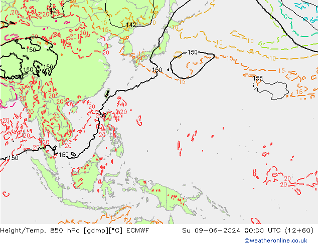 Z500/Rain (+SLP)/Z850 ECMWF Su 09.06.2024 00 UTC