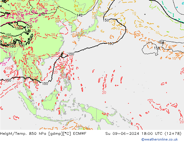 Z500/Rain (+SLP)/Z850 ECMWF Su 09.06.2024 18 UTC