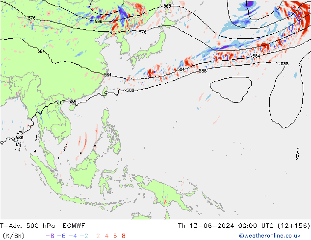 T-Adv. 500 hPa ECMWF Th 13.06.2024 00 UTC