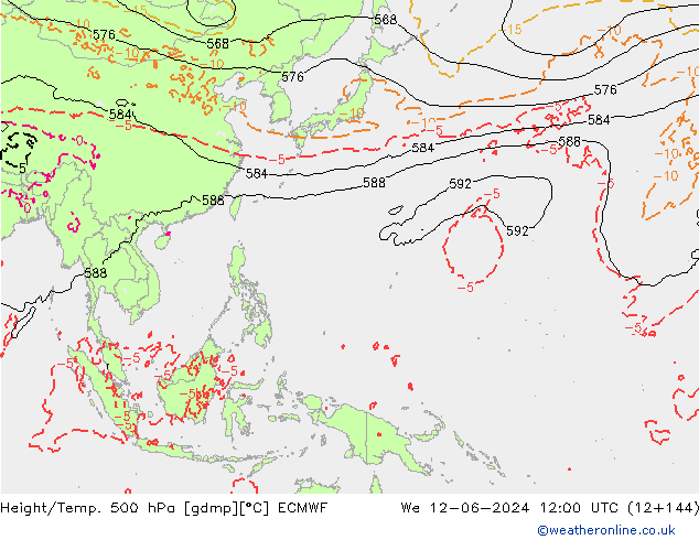 Z500/Rain (+SLP)/Z850 ECMWF śro. 12.06.2024 12 UTC