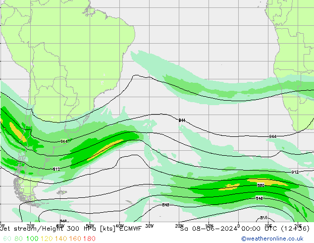 Corrente a getto ECMWF sab 08.06.2024 00 UTC