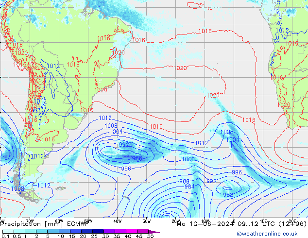 Niederschlag ECMWF Mo 10.06.2024 12 UTC