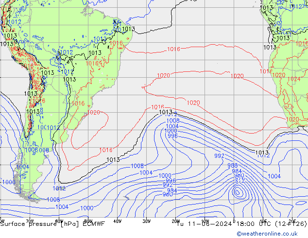 Luchtdruk (Grond) ECMWF di 11.06.2024 18 UTC