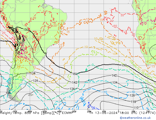 Z500/Rain (+SLP)/Z850 ECMWF jeu 13.06.2024 18 UTC