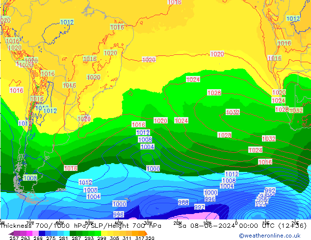 Dikte700-1000 hPa ECMWF za 08.06.2024 00 UTC