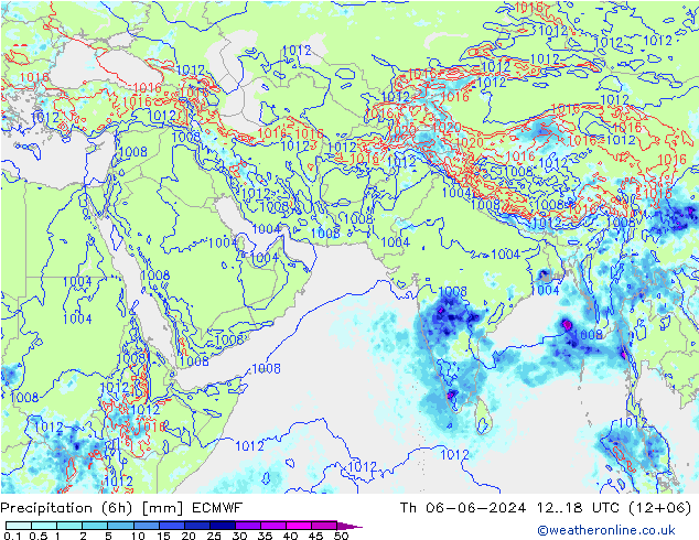 Z500/Rain (+SLP)/Z850 ECMWF 星期四 06.06.2024 18 UTC