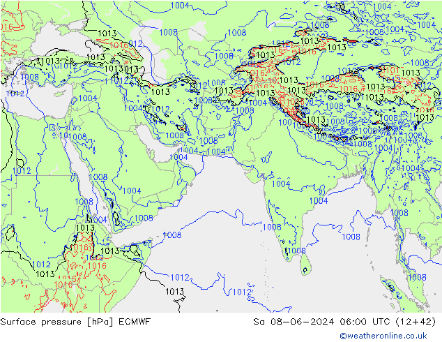 Surface pressure ECMWF Sa 08.06.2024 06 UTC