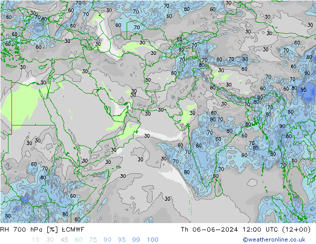 RH 700 hPa ECMWF Th 06.06.2024 12 UTC