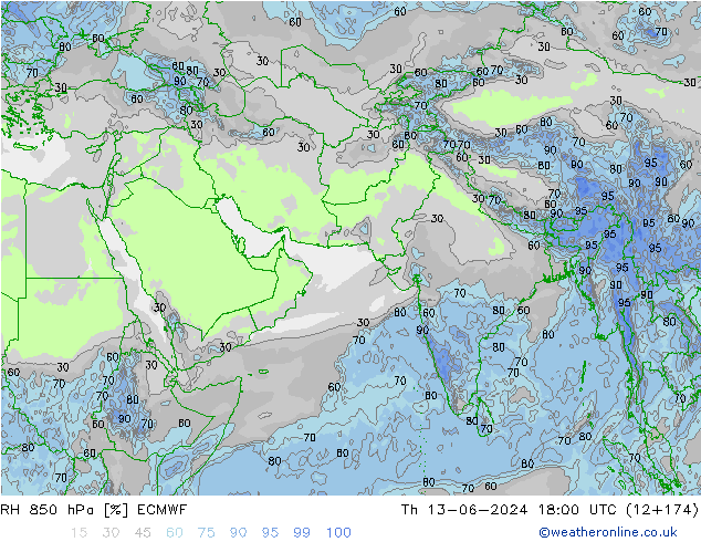 RH 850 hPa ECMWF  13.06.2024 18 UTC