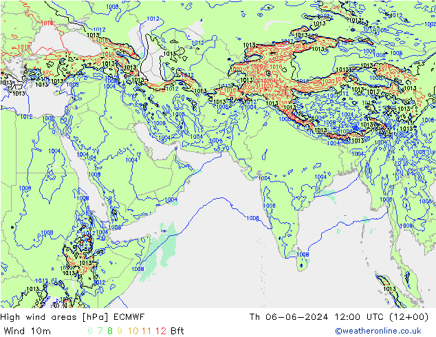 High wind areas ECMWF  06.06.2024 12 UTC