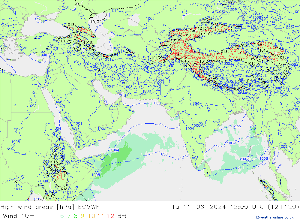 Windvelden ECMWF di 11.06.2024 12 UTC