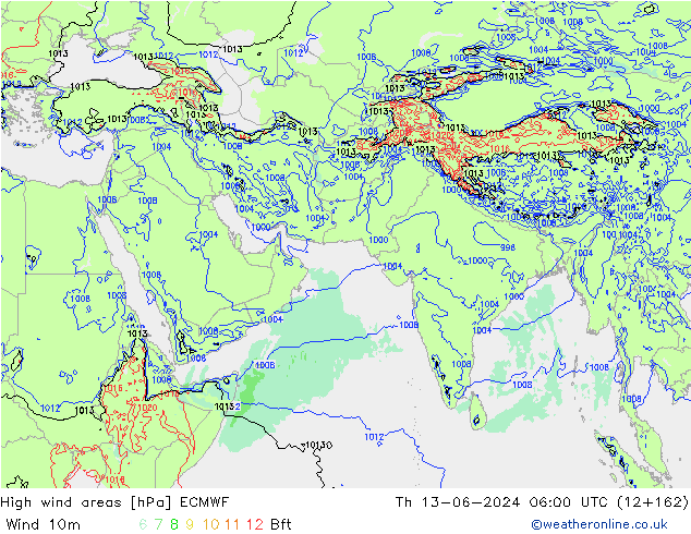 Windvelden ECMWF do 13.06.2024 06 UTC