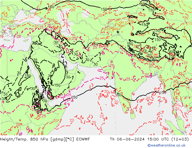 Height/Temp. 850 hPa ECMWF Th 06.06.2024 15 UTC