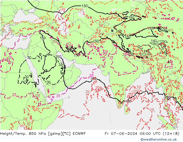 Z500/Rain (+SLP)/Z850 ECMWF Fr 07.06.2024 06 UTC