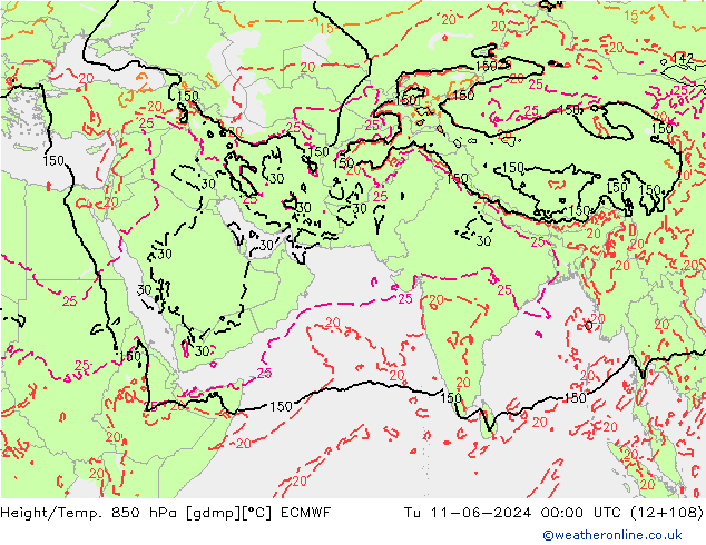 Z500/Rain (+SLP)/Z850 ECMWF mar 11.06.2024 00 UTC