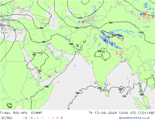 T-Adv. 500 hPa ECMWF Čt 13.06.2024 12 UTC