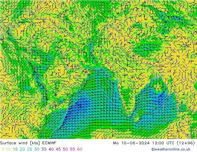 Prec 6h/Wind 10m/950 ECMWF Mo 10.06.2024 12 UTC