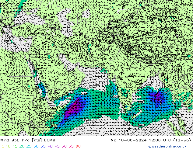 Prec 6h/Wind 10m/950 ECMWF Mo 10.06.2024 12 UTC