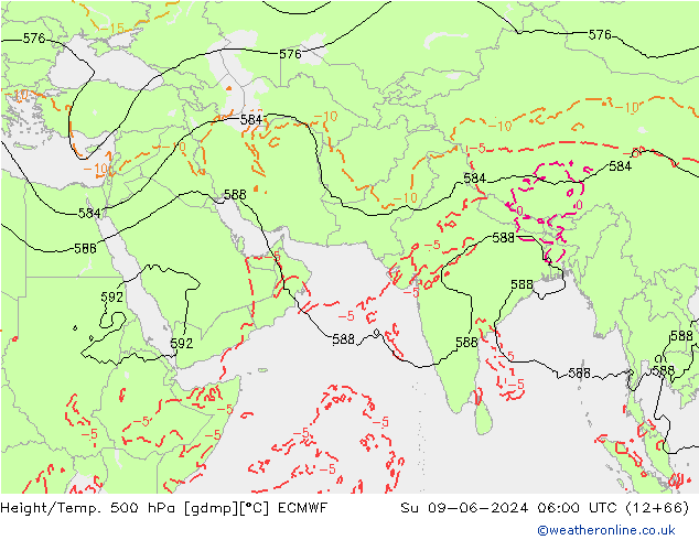 Height/Temp. 500 hPa ECMWF dom 09.06.2024 06 UTC