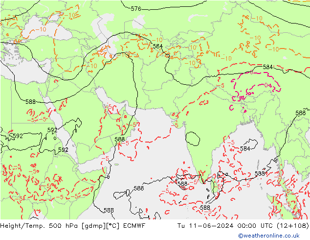 Z500/Rain (+SLP)/Z850 ECMWF mar 11.06.2024 00 UTC