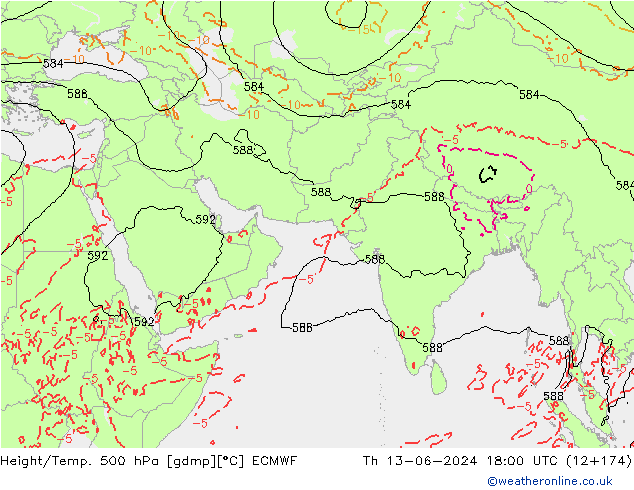 Z500/Rain (+SLP)/Z850 ECMWF чт 13.06.2024 18 UTC