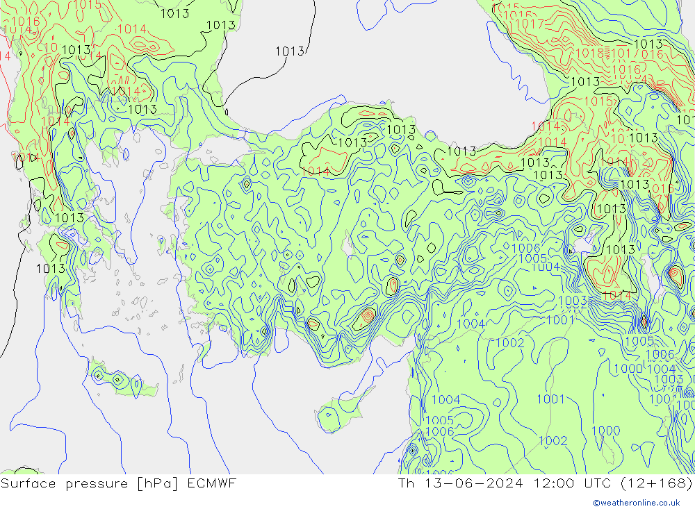 ciśnienie ECMWF czw. 13.06.2024 12 UTC