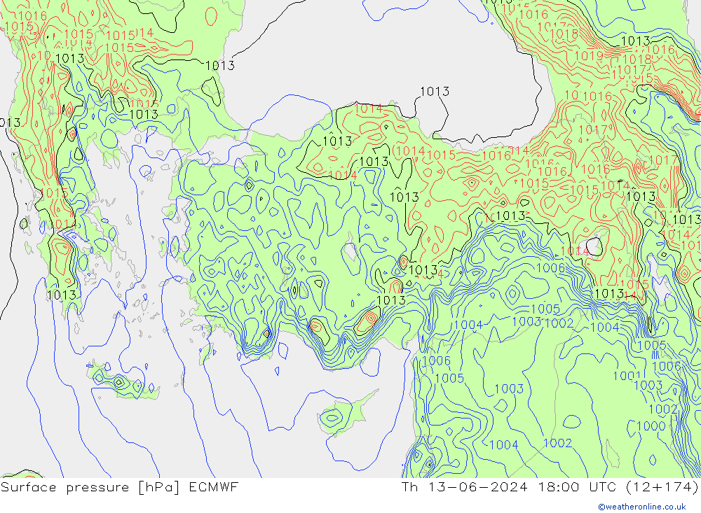 Yer basıncı ECMWF Per 13.06.2024 18 UTC