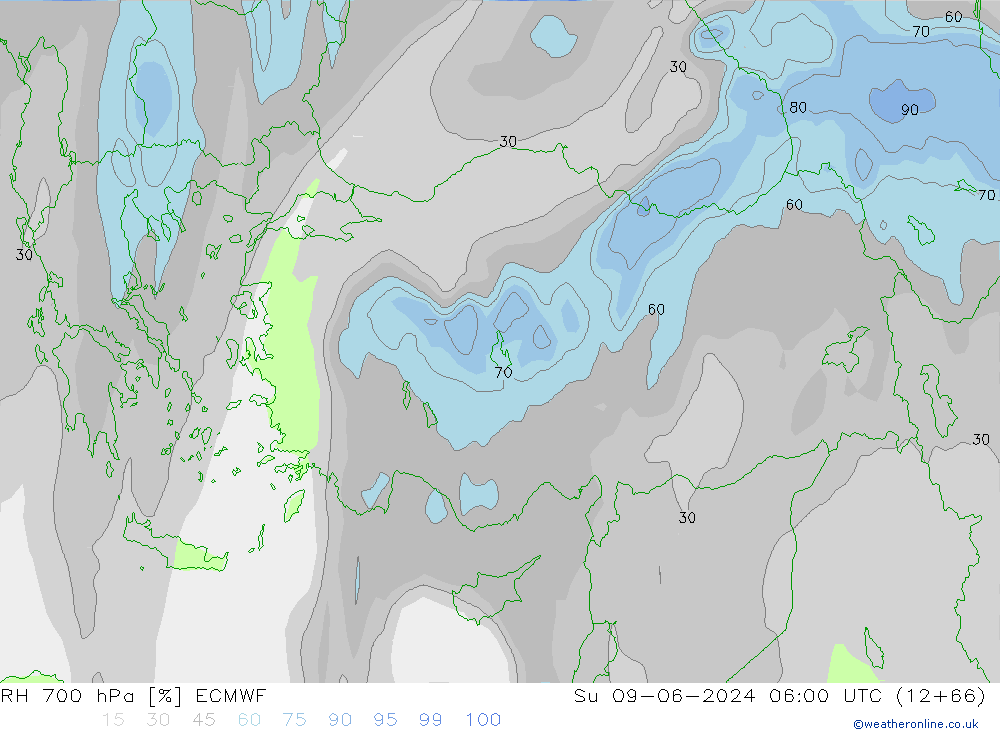 RH 700 hPa ECMWF Su 09.06.2024 06 UTC