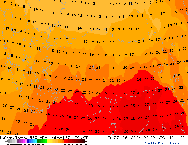 Z500/Rain (+SLP)/Z850 ECMWF Pá 07.06.2024 00 UTC