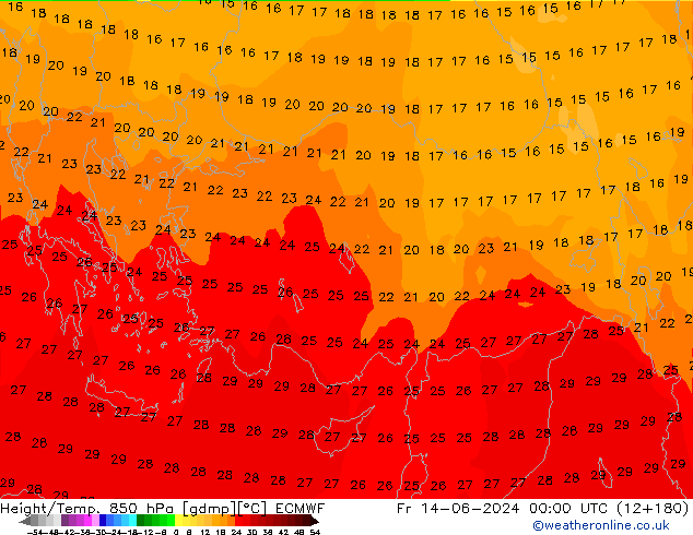 Z500/Rain (+SLP)/Z850 ECMWF vie 14.06.2024 00 UTC