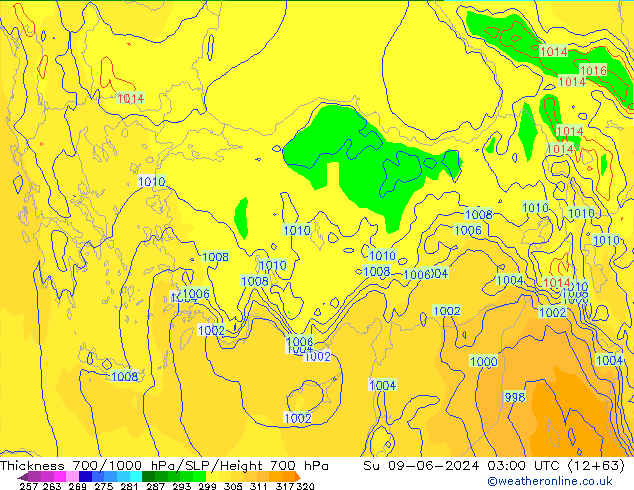 Thck 700-1000 hPa ECMWF Su 09.06.2024 03 UTC