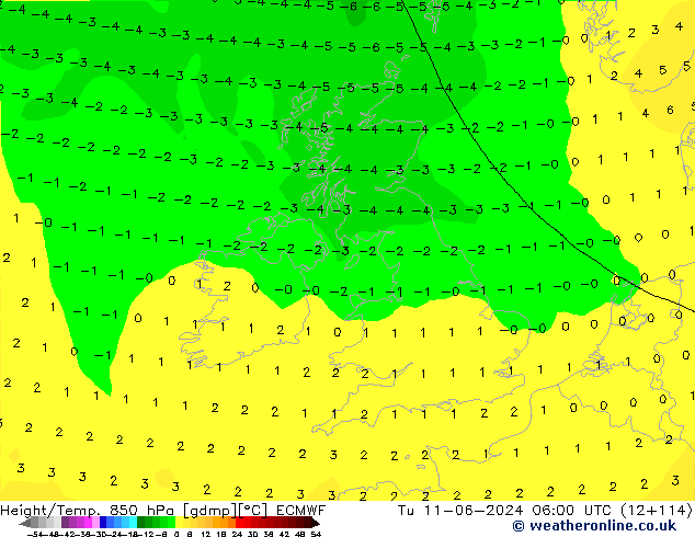 Z500/Regen(+SLP)/Z850 ECMWF di 11.06.2024 06 UTC