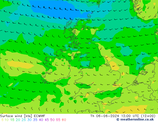 Wind 10 m ECMWF do 06.06.2024 12 UTC