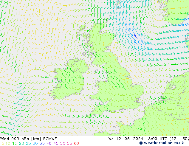 Rüzgar 900 hPa ECMWF Çar 12.06.2024 18 UTC