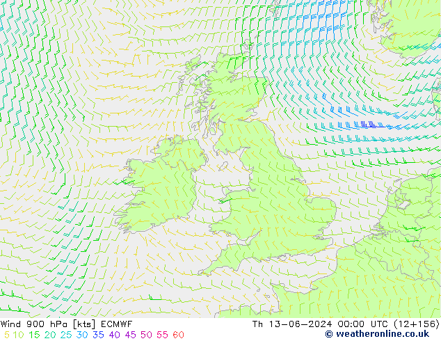 Vent 900 hPa ECMWF jeu 13.06.2024 00 UTC