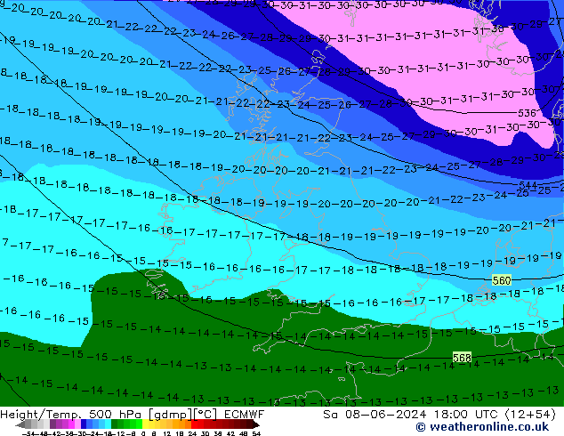 Z500/Rain (+SLP)/Z850 ECMWF sáb 08.06.2024 18 UTC