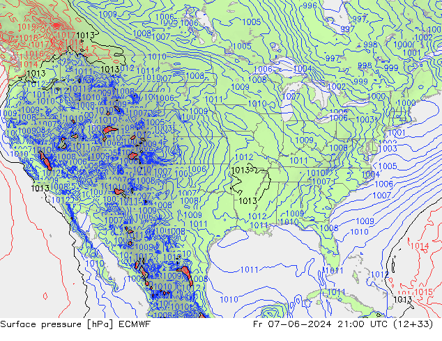 Surface pressure ECMWF Fr 07.06.2024 21 UTC