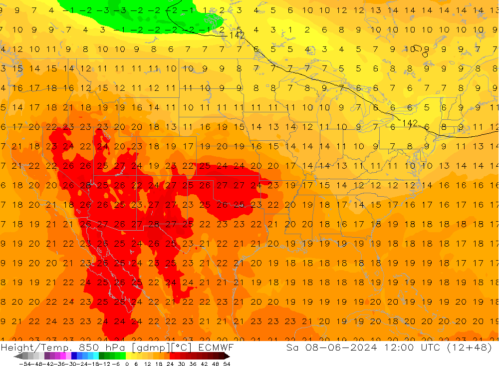 Z500/Rain (+SLP)/Z850 ECMWF Sa 08.06.2024 12 UTC