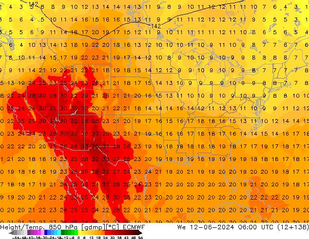 Z500/Rain (+SLP)/Z850 ECMWF We 12.06.2024 06 UTC