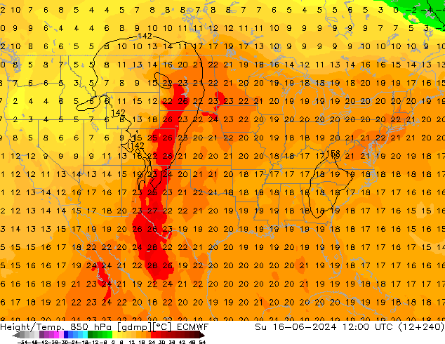 Z500/Rain (+SLP)/Z850 ECMWF Su 16.06.2024 12 UTC