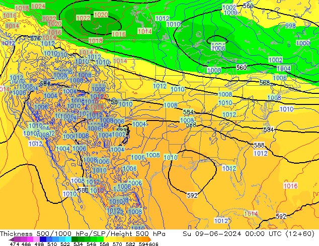 500-1000 hPa Kalınlığı ECMWF Paz 09.06.2024 00 UTC