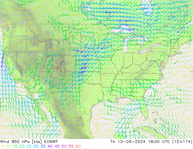 Rüzgar 850 hPa ECMWF Per 13.06.2024 18 UTC