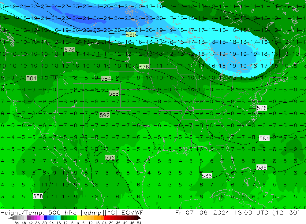 Z500/Rain (+SLP)/Z850 ECMWF Fr 07.06.2024 18 UTC